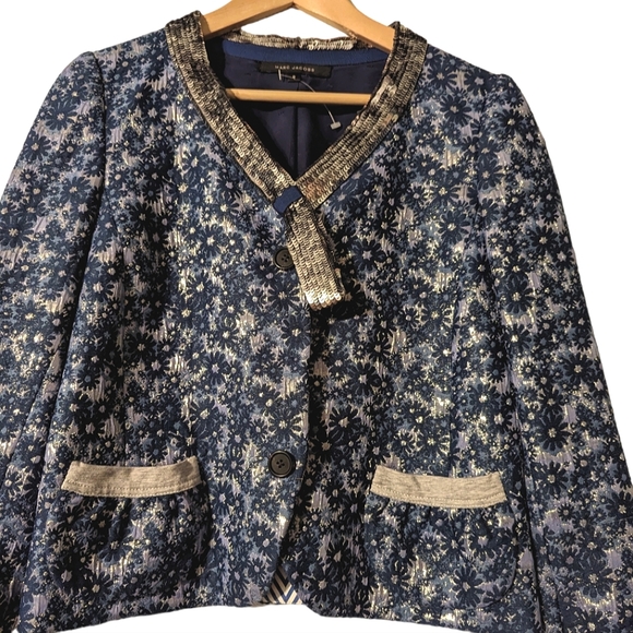 NWOT Marc Jacobs Wool Silk Floral Brocade Jacquard Sequin Print Blazer Jacket 8 - Picture 4 of 16